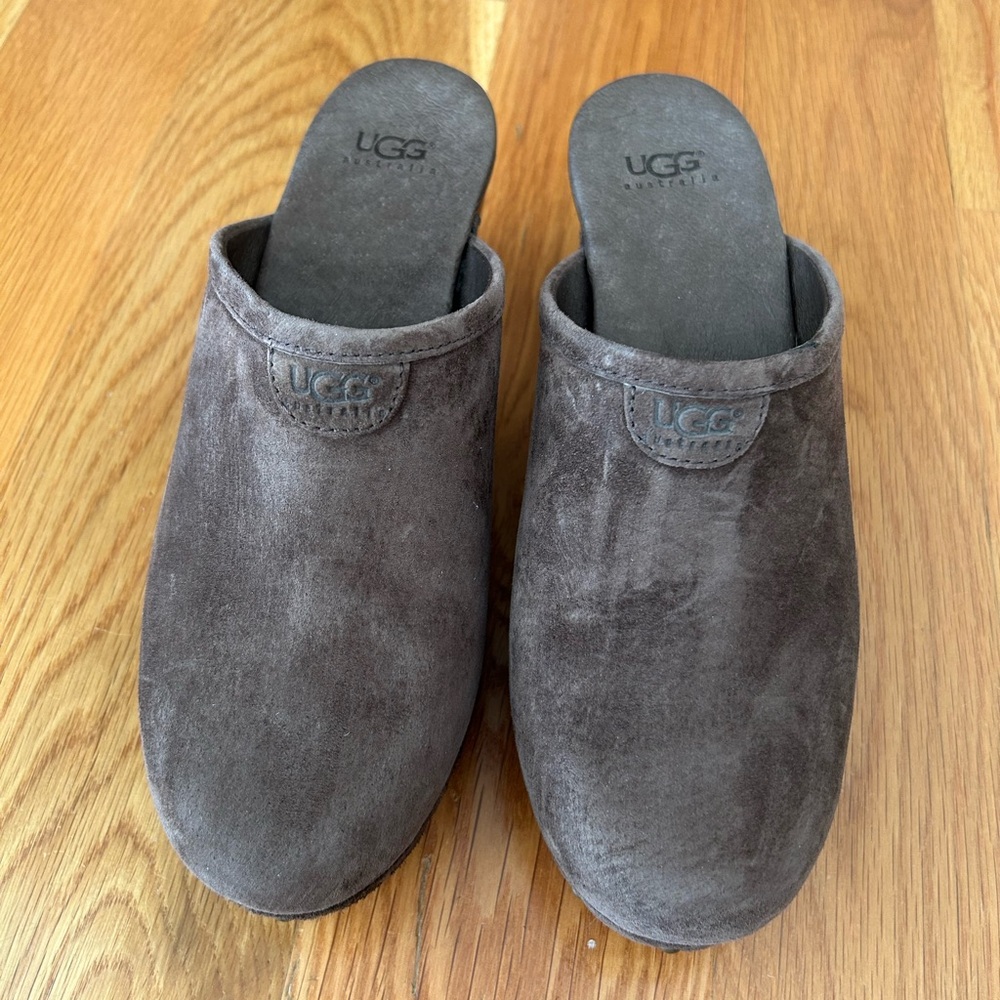 UGG Brown Suede Slip-On Clogs